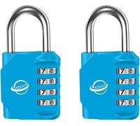 4 Digit Combination Padlock For Outdoor Use,School Gym Locker,Sports Locker,Fence Gate,Latches And Tool Box,Sky Blue (2 Pieces)