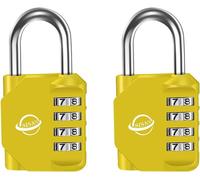 4 Digit Combination Padlock For Outdoor Use,School Gym Locker,Sports Locker,Fence Gate,Latches And Tool Box,Yellow (2 Pieces)