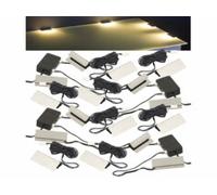 4 dispositifs d'éclairage pour vitrine - 16 pinces et 48 LED - blanc chaud Lunartec