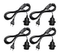 4 douilles de lampe E27 avec interrupteur, douille E27 avec câble de 3,5 m, anneau à vis, câble de lampe avec prise, convient pour suspension de lampe, chambre à coucher, salle à manger, balcon