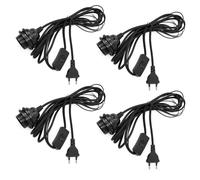 4 Douilles E14 avec Câble et Interrupteur, Douille E14 avec Cordon D'alimentation de 3,5 m, Interrupteur à Bague, Suspension pour Salon, Chambre et Cuisine (Noir)