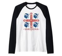 4 Drapeau de l'île de la Sardaigne Bleu Mori Manche Raglan