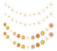 4 drapeaux de marguerite, décoration de bannière, décorations florales, drapeaux de marguerite, convient pour les anniversaires, les enterrements de vie de jeune fille et les décorations de scène de