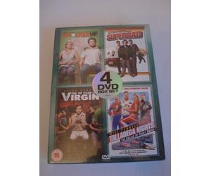 4 DVD BOXSET KNOCKED UP, THE 40 YEAR OLD VIRGIN, SUPERBAD, TALLADEGA NIGHTS
