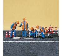 Preiser 10445 Ouvrier De Canalisation Barricade 4 Figurines NEU OVP 1:87 H0