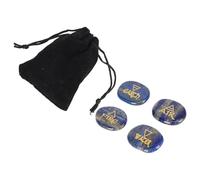 4 éléments Symboles gravés Earth Air Fire Water Rune Stones for Healing Meditation (Lapis lazuli)