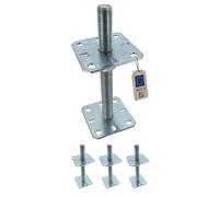 4 embases pied de poteau carrée réglable par vis - à visser - Platine 100x100mm - M24 - Acier galvanisé - Fabrication Europe