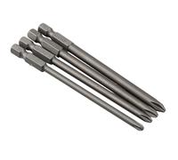 4 embouts de tournevis pour torx, hexagonaux, cruciformes et têtes fendues, 100 mm de long avec tige hexagonale de 6,35 mm, caractéristiques magnétiques (B)