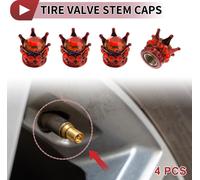 4 Embouts De Valve De Pneu Décoratifs 15Mm Capuchons Anti-Poussière De Valve De Pneu Pour La Plupart Des Voitures Et Camions Rouge Abs Cuivre