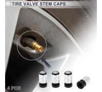 4 Embouts De Valve De Pneu Décoratifs 7X22Mm Couvre-Poussière De Valve De Pneu Motif En Diamant Alliage D'Aluminium Noir