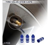 4 Embouts De Valve De Pneu Décoratifs 7X27Mm Couvre-Poussière De Valve De Pneu Style Tête Ronde Alliage D'Aluminium Bleu