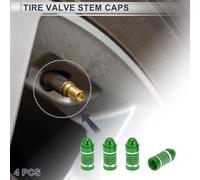 4 Embouts De Valve De Pneu Décoratifs 7X27Mm Couvre-Poussière De Valve De Pneu Style Tête Ronde Alliage D'Aluminium Vert
