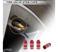 4 Embouts De Valve De Pneu Décoratifs 7X27Mm Couvre-Poussière De Valve De Pneu Style Tête Ronde En Alliage D'Aluminium Rouge