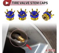 4 Embouts De Valve De Pneu Élégants De 15Mm Couvre-Poussière De Valve De Pneu Pour La Plupart Des Voitures Et Camions Ton Or Bleu Abs Cuivre