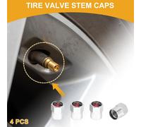 4 Embouts De Valve De Pneu En Alliage D'Aluminium Décoratif En Caoutchouc Argenté Rouge Motif Doigt Pour Couvercles Anti-Poussière De Valve De Pneu De Voiture 8X12Mm
