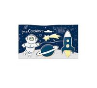 ScrapCooking - 4 emporte-pièces Espace en inox : astronaute, étoile filante, fusée, planète