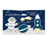 ScrapCooking - 4 emporte-pièces Espace en inox : astronaute, étoile filante, fusée, planète