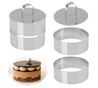 4 Emporte-pièces Ronds avec 2 Poussoir,Moule à Gâteau 10,5cm Cercle à Patisserie en Acier Inoxydable,Moules à Tartelettes Anneaux à Dessert Ronds,Anneau à Dessert Moule à Mousse pour Dessert Gâteau