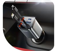 ¿4-En-1¿2025 Joyroom 84w Rétractable Allume Cigare Usb C,¿Ultra-Compact¿Pd 45w Chargeur Voiture Chargement Rapide, Pr Allume Cigare 12v/24v Accesoire Voiture, Car Charger Pour Iphone 16/Sumsang S25