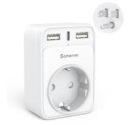 4 en 1 Adaptateur Prise Americaine, France vers USA avec 2 USB et 1 Type C (3,4A) et 1 Prises, pour Canada Mexique Thaïlande Type B