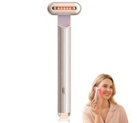 4-En-1 Appareil de Massage Yeux, Masseur Oculaire avec Micro-courant EMS, Photothérapie LED 7 Couleurs, Chaleur Constante et Vibration Haute Fréquence, Soin Visage Anti-Âge Rechargeable USB (Or)