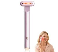 4-En-1 Appareil de Massage Yeux, Masseur Oculaire avec Micro-courant EMS, Photothérapie LED 7 Couleurs, Chaleur Constante et Vibration Haute Fréquence, Soin Visage Anti-Âge Rechargeable USB (Rose)