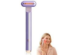 4-En-1 Appareil de Massage Yeux, Masseur Oculaire avec Micro-courant EMS, Photothérapie LED 7 Couleurs, Chaleur Constante et Vibration Haute Fréquence, Soin Visage Anti-Âge Rechargeable USB (Violet)