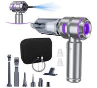 PKBD Aspirateur à main sans fil 4 en 1, 20 KPA, autonomie de 30 minutes, mini aspirateur de voiture puissant avec moteur sans balais et buse d'air comprimé/souffleur d'air/pompe, pour voiture, maison,