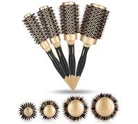 4 en 1 brosses rondes pour séchage par brushing professionnel anion anti-statique grandes brosses à cheveux salon de coiffure peigne or et noir (4 x brosse à cheveux)