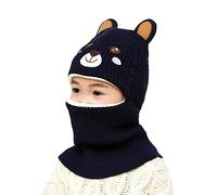 4 En 1 Cagoule Bébé Fille Garçon Balaclava Cache-Cou Masque Earflap Réglable Bonnet Cache-Cou Capuche Doux Beanie Coupe-Vent Balaclava Tricoté Multicolore Pour Cyclisme Ski Bleu Marine Taille unique