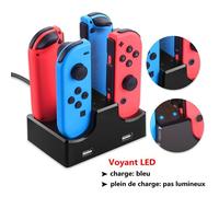4 En 1 Chargeur Nintendo Switch - Manettes Joy-Con Charging Dock Avec Indicateur Led (0.8 M Câble)
