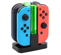 4-en-1 Chargeur pour Nintendo Switch/OLED Joycon, Noir | (Non pour Switch 2) FYOUNG Station de Charge pour Joycon 4 Slots avec Barre LED & Câble USB-C 1m, Dock Compact