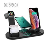 4 en 1 Chargeur sans Fil Rapide - Chargeur pour Apple Watch 5/4/3/2/1 iPhone11/Pro/X/XR/XS/8/Plus, AirPods1,2 AirPods(Noir)