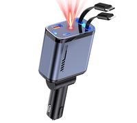 4 En 1 Chargeur Voiture,62w Chargeur Telephone Voiture,Chargeur Allume Cigare Usb C,Adaptateur Voiture LumièRe éToiléE,Avec CâBle RéTractable,Voiture Accessoires,Pour Iphone 16/15/14/13/Galaxy/Android