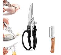 4 En 1 Ciseaux De Cuisine À Tous Les Fins, Ciseaux De Cuisine En Acier Inoxydable Pour Os, Poulet, Ciseaux De Volaille Avec Cracker À Noix, Ouvre-bouteilles Et Gratteur À Échelle(Black)
