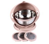 4 en 1 collanture avec bol ensemble, passages rotatifs pour la cuisine avec outils de tranchage Bol de passages de fruits rotatifs bol à lavage de légumes pour légumes (Rose)
