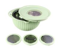 4 en 1 collanture avec bol ensemble, passages rotatifs pour la cuisine avec outils de tranchage Bol de passages de fruits rotatifs bol à lavage de légumes pour légumes (Vert)