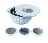 4 en 1 collanture avec bol ensemble, passages rotatifs pour la cuisine avec outils de tranchage Bol de passages de fruits rotatifs bol à lavage de légumes pour légumes (Bleu)