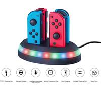 4-en-1 contrôleur station de chargement rapide Dock Stand avec lumière LED pour Nintendo Switch Joy-con noir