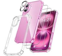 4 en 1 Coque pour iPhone 16 avec 2 Verre Trempé et 1 Caméra Protecteur, Antichoc Protection Housse - Souple - Transparent - TOPESCT