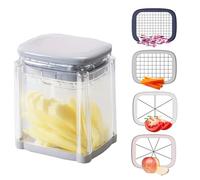 4 en 1 Coupe Frite Polyvalent avec Lame Inox, Coupe Légumes Manuel, Couper Rapide Frites, Boîte Hachage Alimentaire, Hachoir Aliments, Coupe Pomme Terre Multifonctions pour Frites, Fruits, Oignon