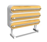 4 en 1 Derouleur Film Alimentaire，Distributeur Film Alimentaire，Distributeur Papier Aluminium et Film-Magnétique et Murale sans Percer (Couleur Bambou)