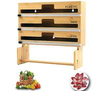 4 en 1 Distributeur Film Alimentaire, Derouleur Film Alimentaire avec Coupeur et Support Sopalin, Distributeur Papier Aluminium et Film, Rangement et Organisation de Cuisine