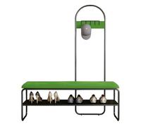4-en-1 Hall Tree with Bench & Coat Rack, Freestanding Metal Entryway nizer with Soft Velvet Cushion & 5 Hooks for Hallway & Living Room - Light Green, 120 cm