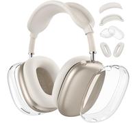 【4 en 1】 Kit de Protection pour AirPods Max, Coque en TPU Transparent + Coque en Silicone + Couvre-Bandeau, Accessoires en Silicone Transparent pour Apple AirPods Max USB-C (2024/2020), Pierre