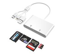 4 en 1 Lecteur de Carte pour SD/TF/MS/XD, Adaptateur Memory Stick Pro Duo pour iPhone/iPad/PC/Android, SD Card Reader avec USB C/Lightning/USB & OTG, Lecteur Carte XD pour Olympus Plug & Play