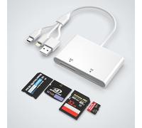4 en 1 Lecteur de Carte pour SD/TF/MS/XD, Adaptateur Memory Stick Pro Duo pour iPhone/iPad/PC/Android, SD Card Reader avec USB C/Lightning/USB & OTG, Lecteur Carte XD pour Olympus Plug & Play