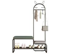 4-en-1 Metal Hall Tree with Bench, Freestanding Shoe And Coat Rack nizer, Padded Cushioned Seat, Stylish Entryway Furniture, Grey, 80 cm Storage Solution
