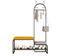 4-en-1 Metal Hall Tree with Bench & Shoe Rack, Freestanding Entryway nizer with Cushioned Seat, Stylish Coat & Shoe Storage Solution (jaune, 120 cm)