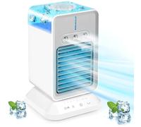 4 en 1 Mini Climatiseur, 3 Vitesses,3 Modes de Brumisation,4 en 1 Rafraichisseur USB Minuterie 2/4H,120° Oscillation Climatiseur Portable 3 En 1 Pour La Maison Chambre Bureau Bureau